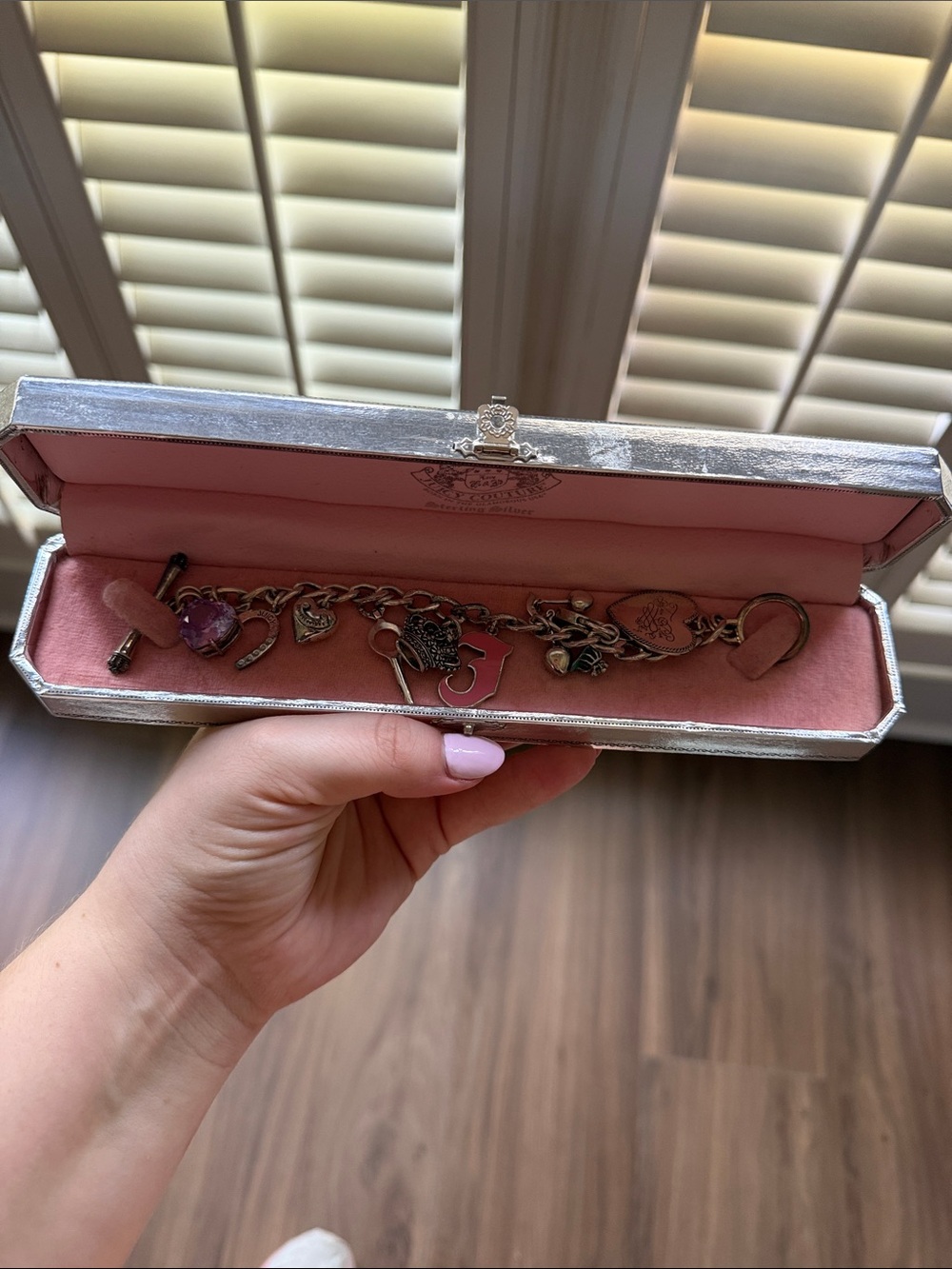 Juicy Couture Silver-Tone Charm Bracelet with Pink Accents